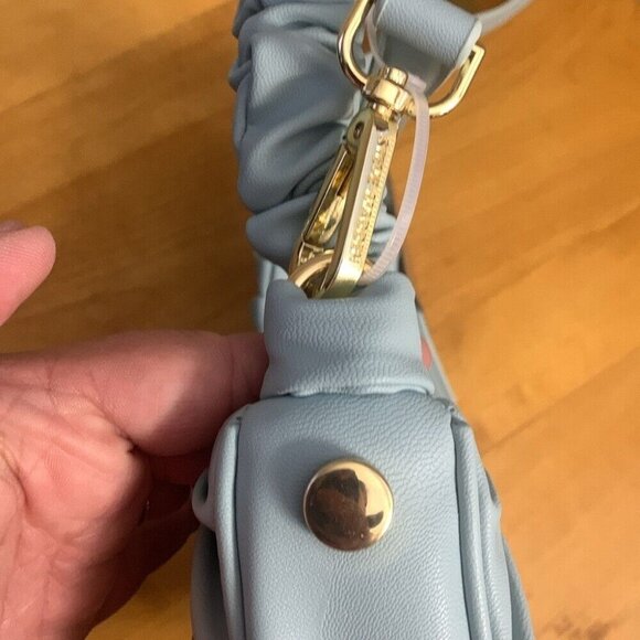 Steve Madden Corinne Crescent Crossbody 2-way Bag Ruched Handle Sea Crush Mint - Picture 3 of 12